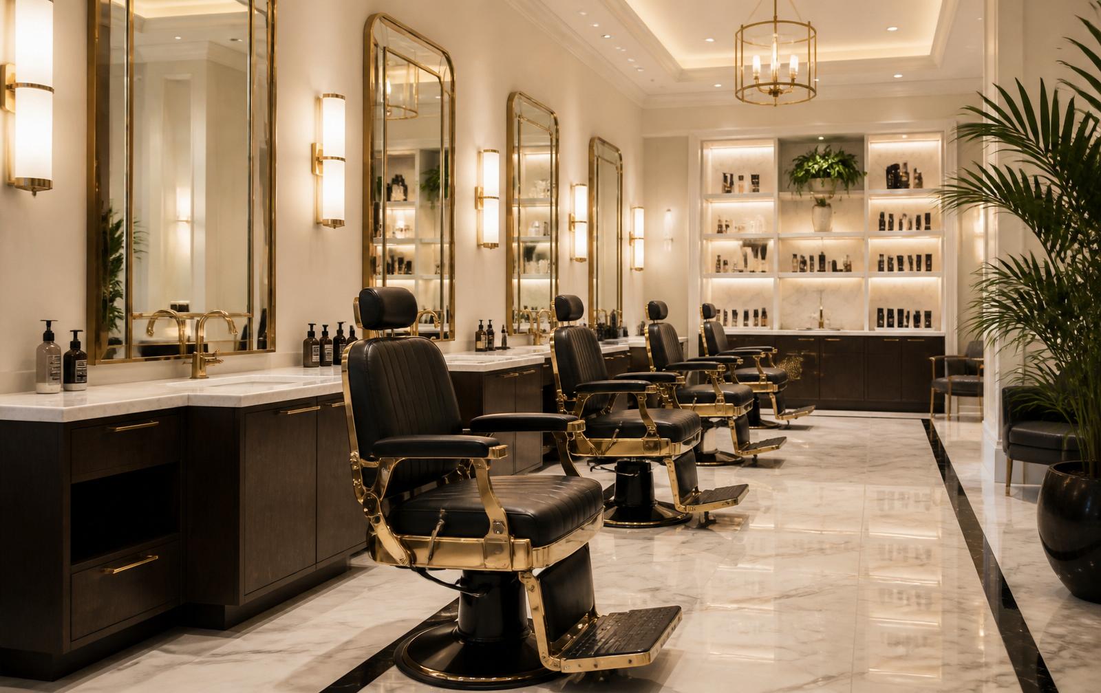 Row of barber chairs